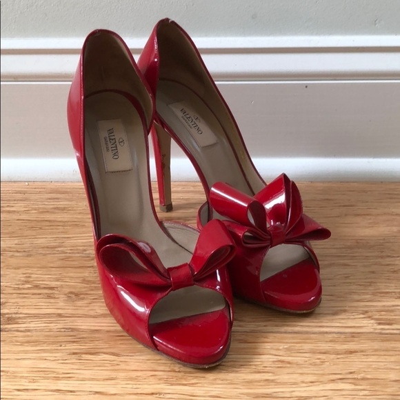 Valentino Patent Couture Bow PeepToe Platform Pump - Picture 7 of 16